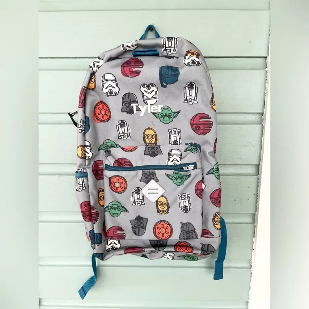 Hanna Andersson Star Wars backpack grey C-3PO toad darth Vader kids school bag